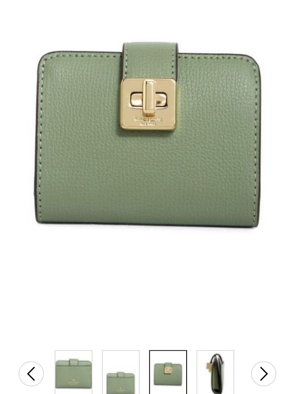 kate spade Green Leather Card & Key Holder with Gold Logo - Picture 2 of 7